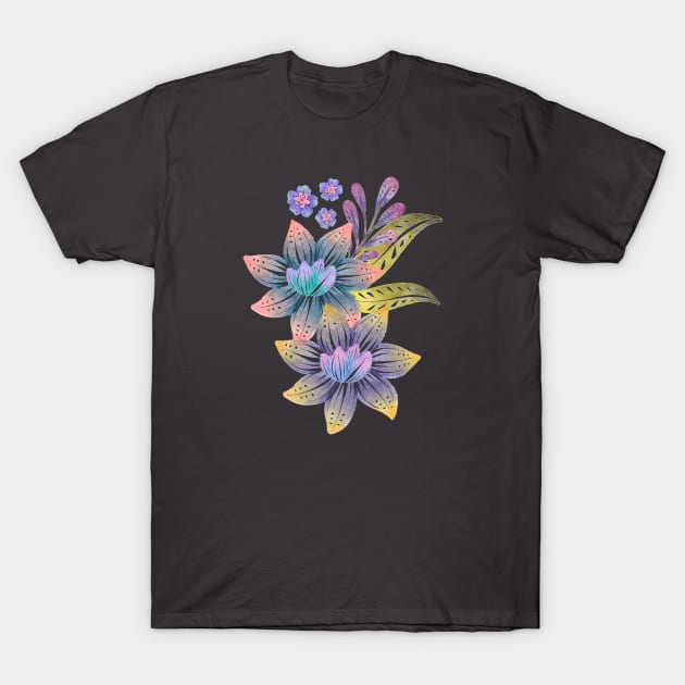 Batik flowers pattern T-Shirt by  Suchalee